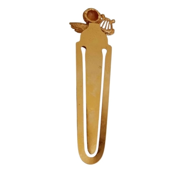 Vintage Florenza Gold Tone Metal Cherub Angel Large Bookmark Vtg Baroque Style - Picture 4 of 9